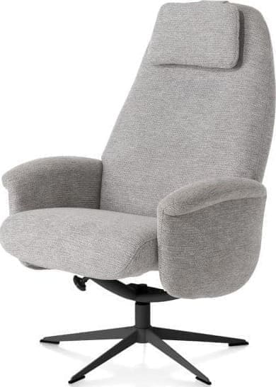Xooon Tonale relax-fauteuil incl. poef - graphiet frame - stof Vada kiezel of koper - kiezel Grijs|Wit Fauteuil