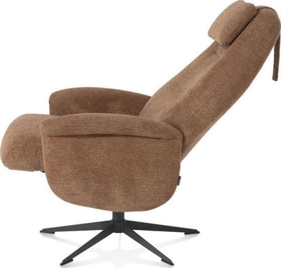 Xooon Tonale relax-fauteuil incl. poef - graphiet frame - stof Vada kiezel of koper - koper Koper Fauteuil