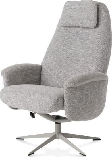 Xooon Tonale relax-fauteuil incl. poef - silk grey frame - stof Vada kiezel Grijs|Wit Fauteuil
