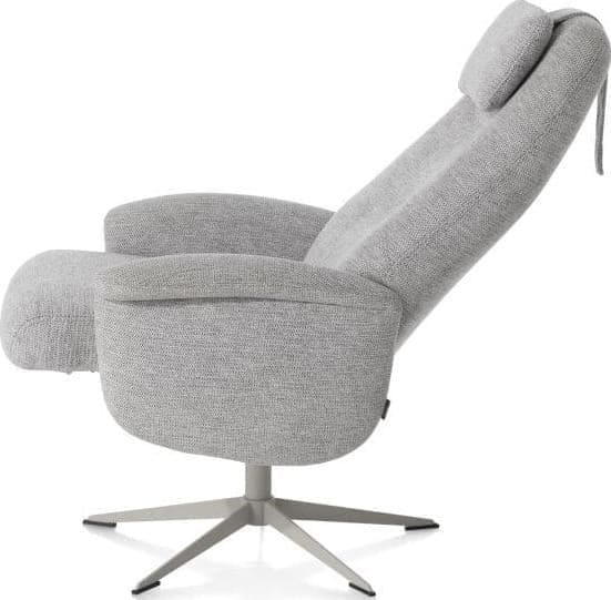 Xooon Tonale relax-fauteuil incl. poef - silk grey frame - stof Vada kiezel Grijs|Wit Fauteuil
