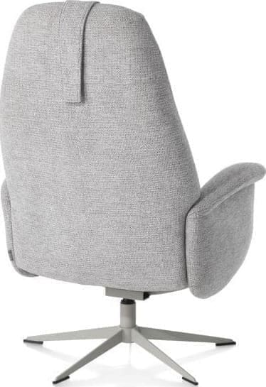 Xooon Tonale relax-fauteuil incl. poef - silk grey frame - stof Vada kiezel Grijs|Wit Fauteuil