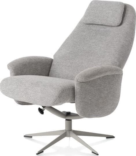 Xooon Tonale relax-fauteuil incl. poef - silk grey frame - stof Vada kiezel Grijs|Wit Fauteuil