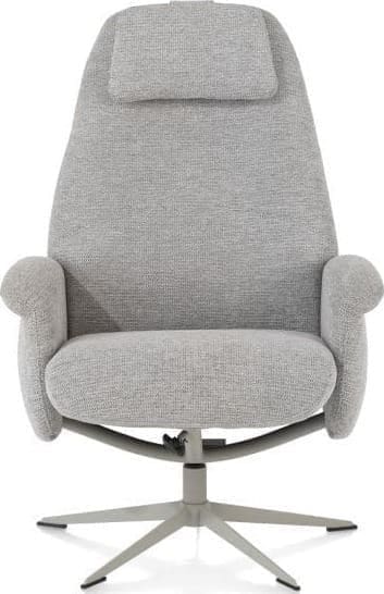 Xooon Tonale relax-fauteuil incl. poef - silk grey frame - stof Vada kiezel Grijs|Wit Fauteuil