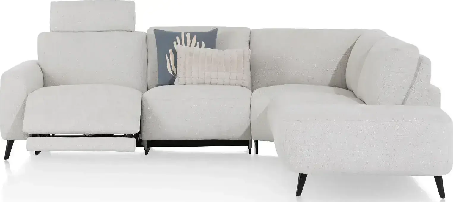 Xooon Carini hoekbank 2,5 zits arm links electrisch + ottomane rechts - Vada Ivory Bank