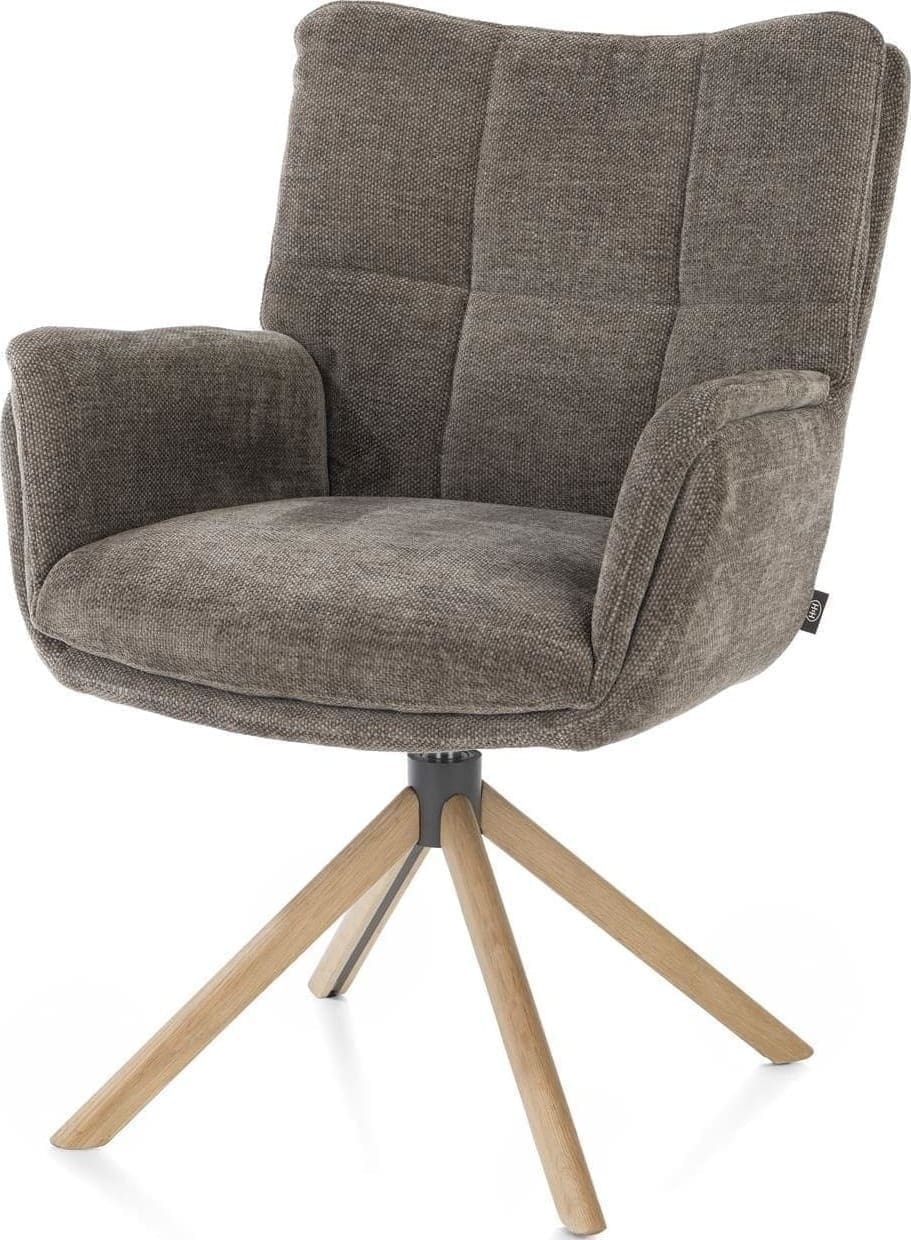 Henders & Hazel Juna armstoel - eiken frame - draaibaar - stof Livigno - bruin Bruin Armstoel