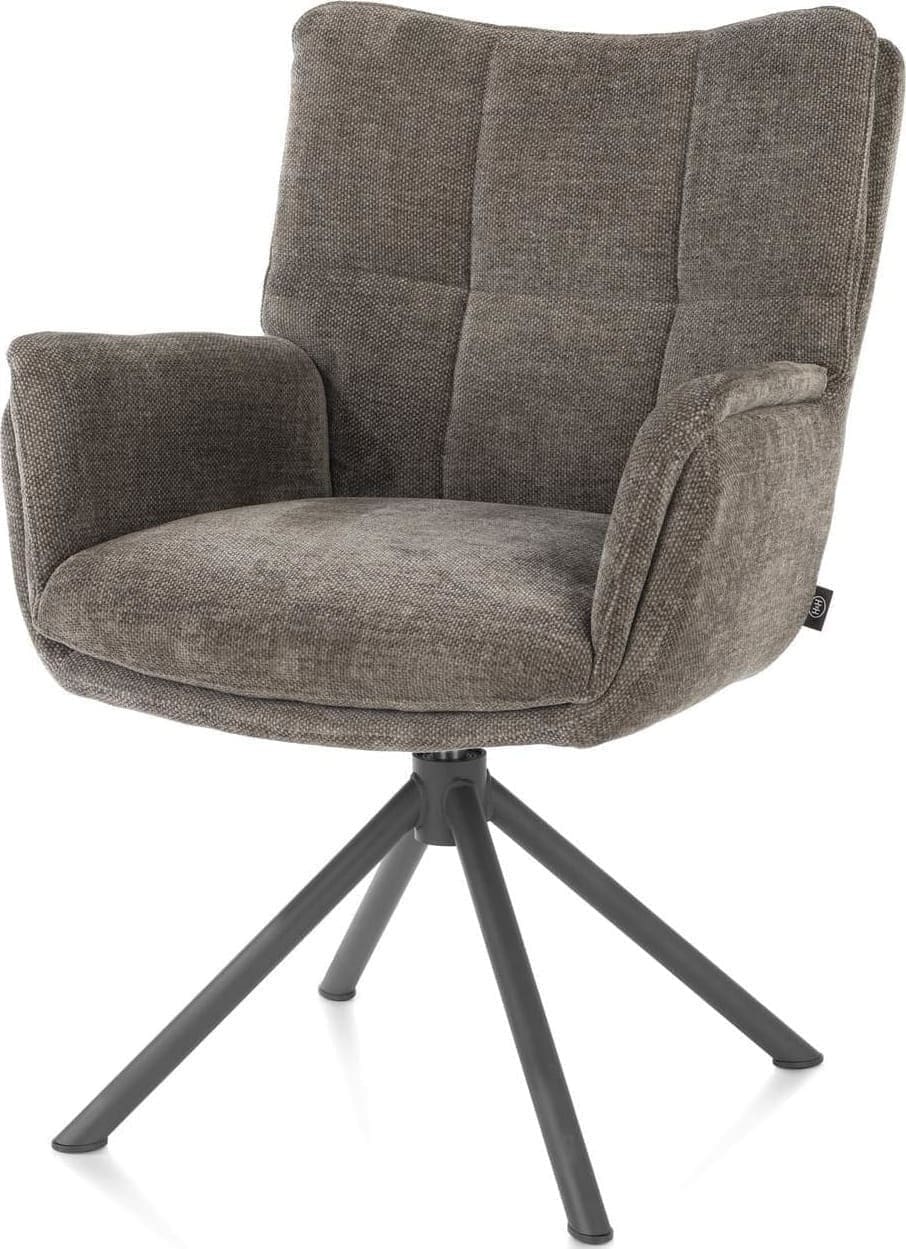 Henders & Hazel Juna armstoel - grafiet frame - draaibaar - stof Livigno - bruin Bruin Armstoel
