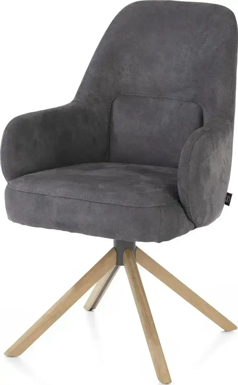 Henders & Hazel Melle armstoel eiken frame - draaibaar - stof Calabria - antraciet Antraciet Armstoel
