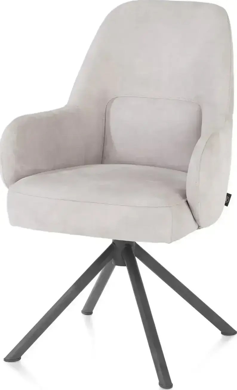 Henders & Hazel Melle armstoel grafiet frame met relaxsysteem - draaibaar - stof Calabria - kiezel Grijs|Wit Armstoel