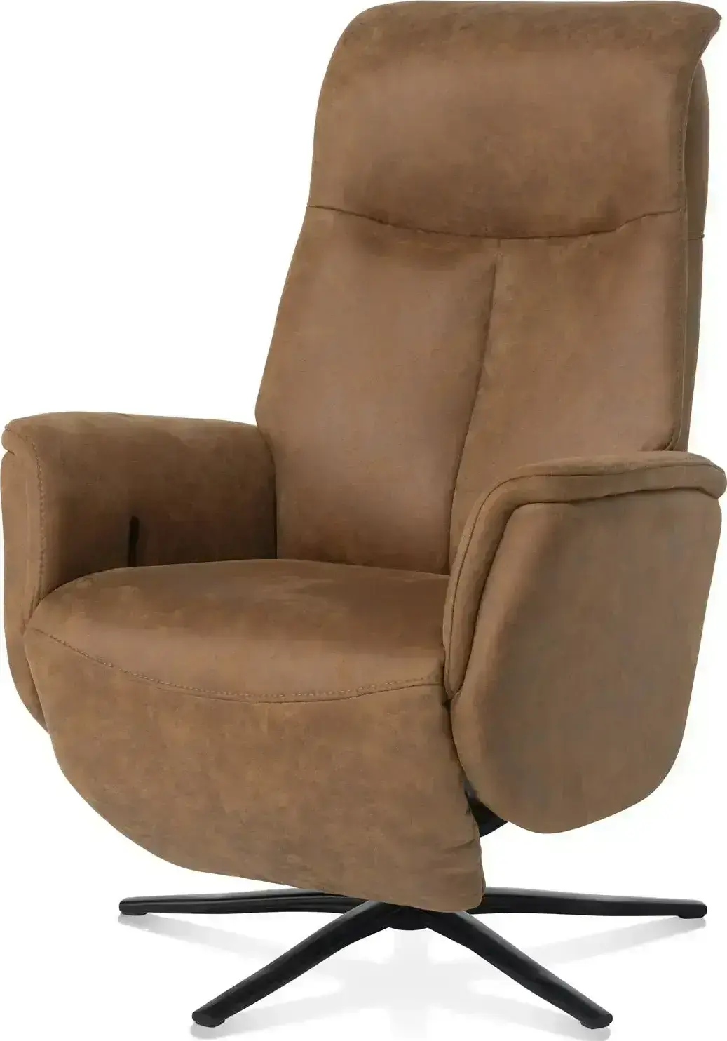 Henders & Hazel Nocarini relax-fauteuil - 2-motoren - zwarte poot - verstelbare hoofdsteun - stof Oregon lava - desert Bruin|Cognac Fauteuil