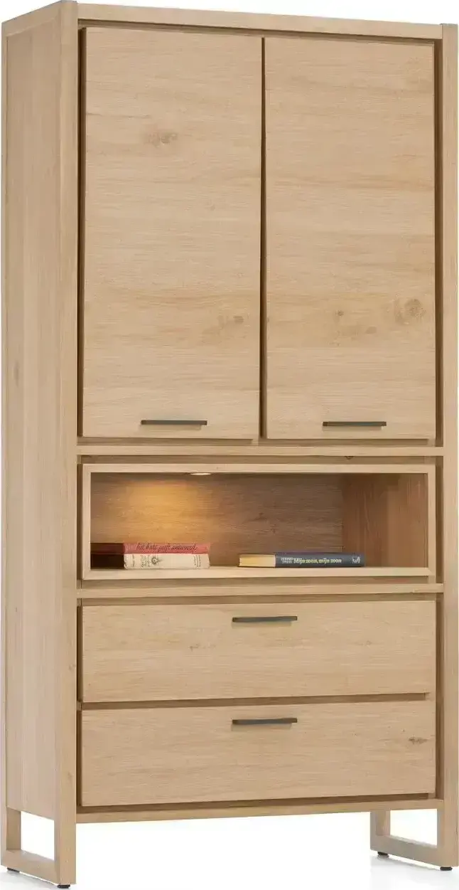 Henders & Hazel Nystead bergkast 100 cm. - 2-deuren + 2-laden + 1-niche (+ LED) Kast