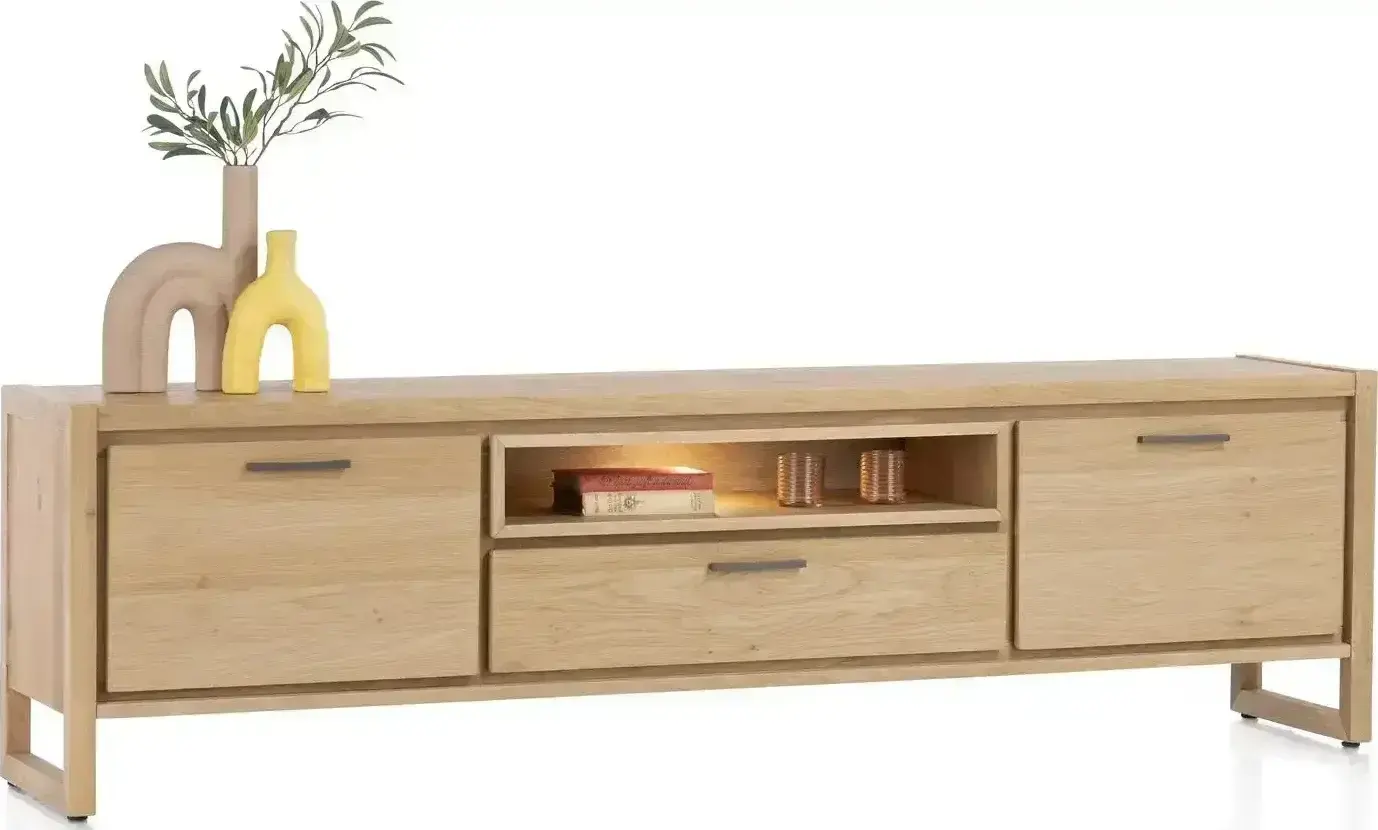 Henders & Hazel Nystead lowboard 210 cm. - 2-deuren + 1-lade + 1-niche (+ LED) Tv-meubel|Tv-dressoir