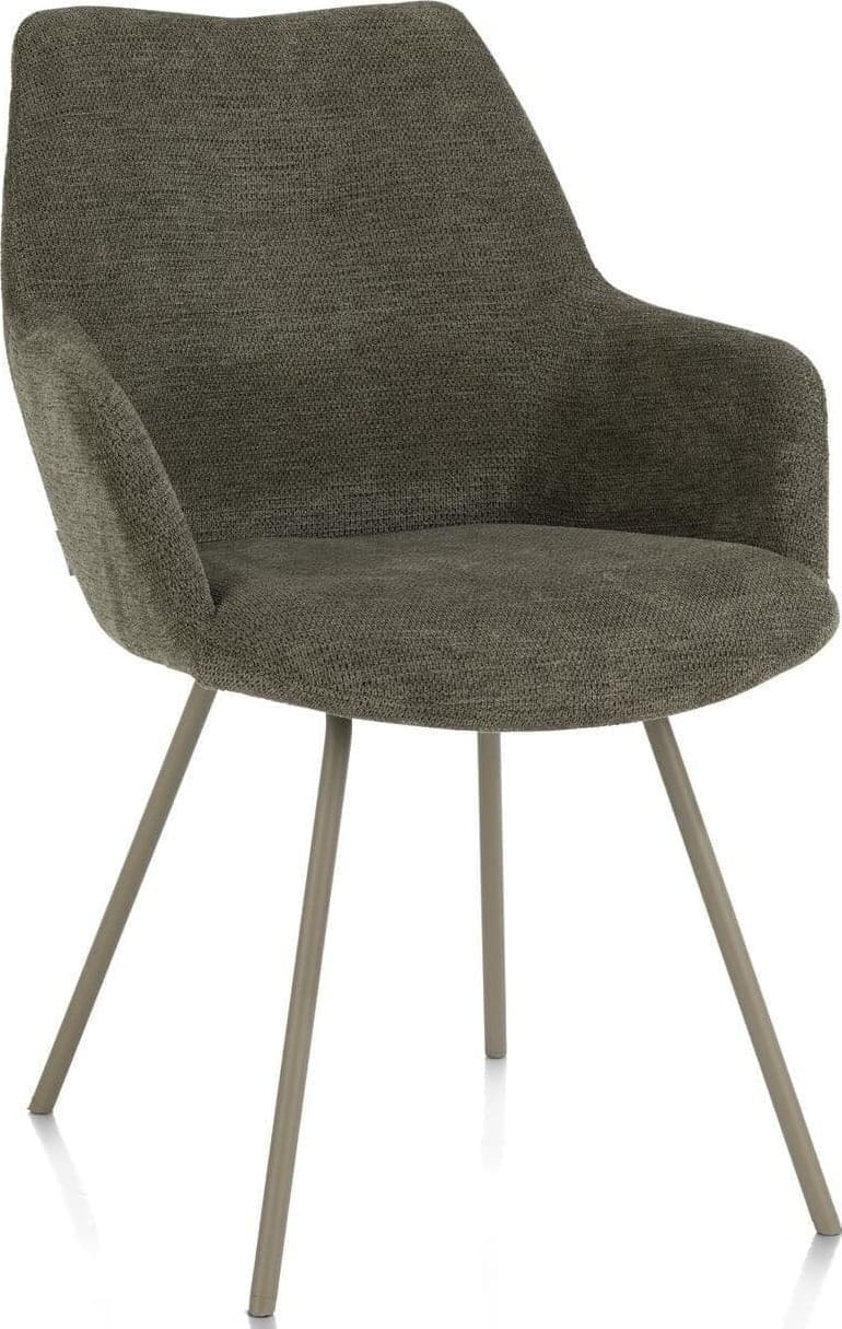 Xooon Odin armstoel - metalen frame RAL 7034 - grijs-groen - stof Vada mosgroen Armstoel