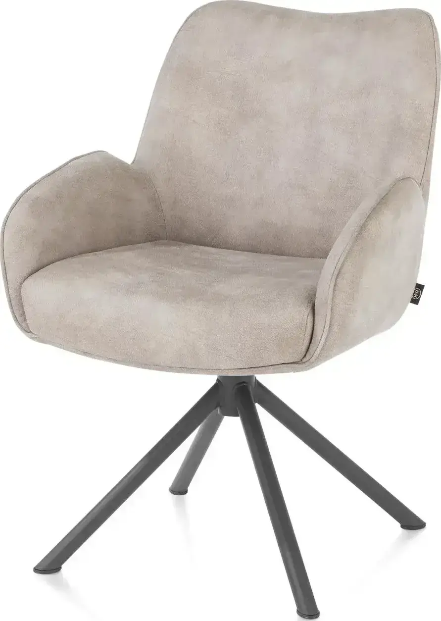 Henders & Hazel Riley armstoel 4-poots grafiet frame met relaxsysteem - draaibaar + pocket - stof Taurus - kiezel Grijs|Wit Armstoel