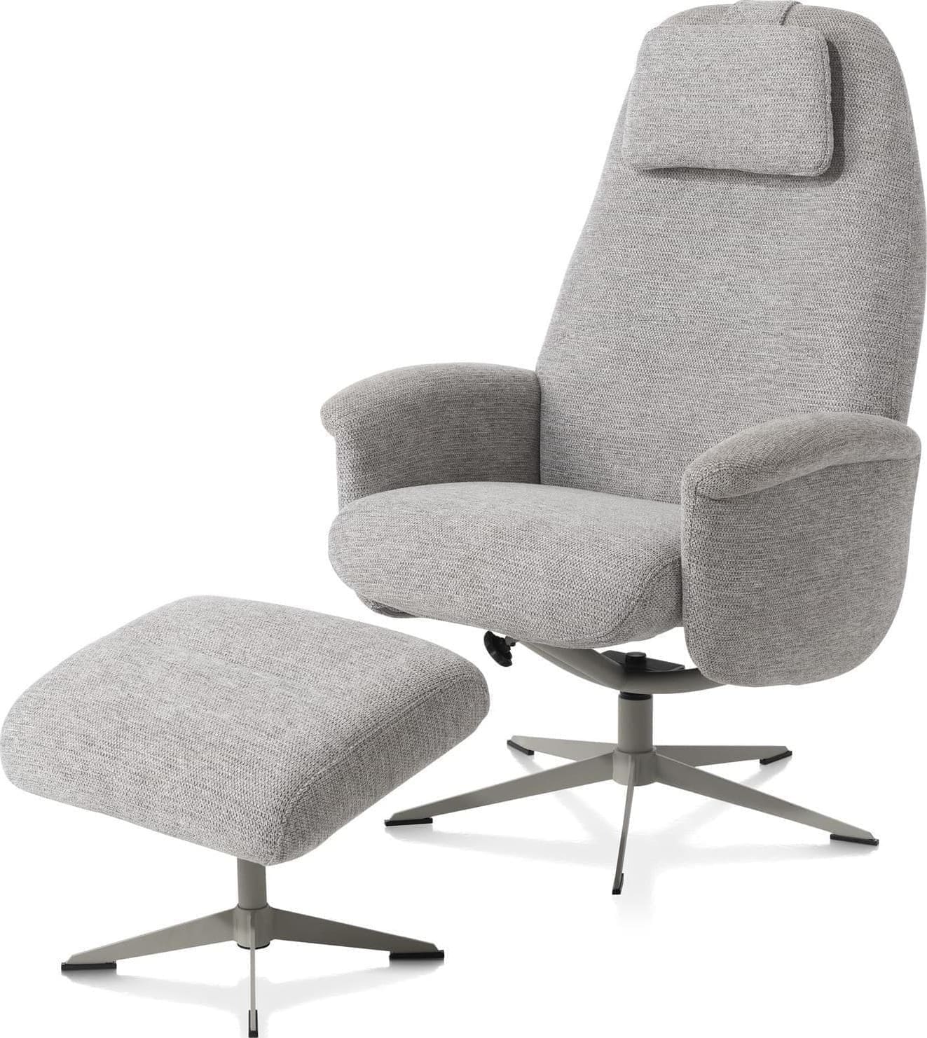 Xooon Tonale relax-fauteuil incl. poef - silk grey frame - stof Vada kiezel Grijs|Wit Fauteuil