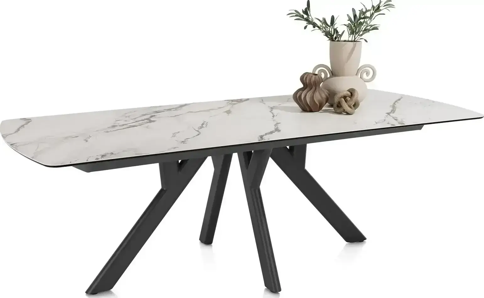 Henders & Hazel Vegas eetkamertafel 230 x 100 cm - keramiek op glas - wit Wit Eettafel