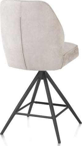 Henders & Hazel Bell barstoel - graphiet frame - draaibaar - pocket - stof Calabria - kiezel Grijs|Wit Eetkamerstoel