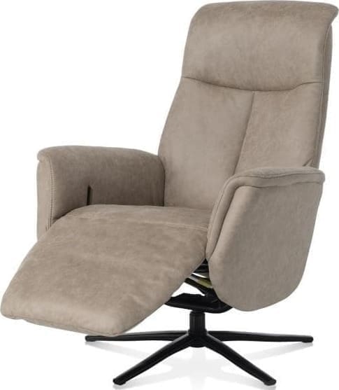 Henders & Hazel Nocara relax-fauteuil - manueel - zwarte poot - vaste hoofdsteun - stof Oregon - beige Beige Fauteuil