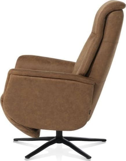 Henders & Hazel Nocara relax-fauteuil - manueel - zwarte poot - vaste hoofdsteun - stof Oregon - desert Bruin|Cognac Fauteuil