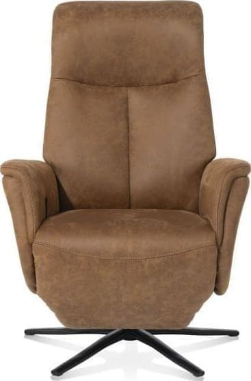 Henders & Hazel Nocara relax-fauteuil - manueel - zwarte poot - vaste hoofdsteun - stof Oregon - desert Bruin|Cognac Fauteuil