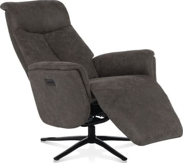 Henders & Hazel Nocara relax-fauteuil - manueel - zwarte poot - vaste hoofdsteun - stof Oregon - lava Bruin|Grijs|Antraciet Fauteuil