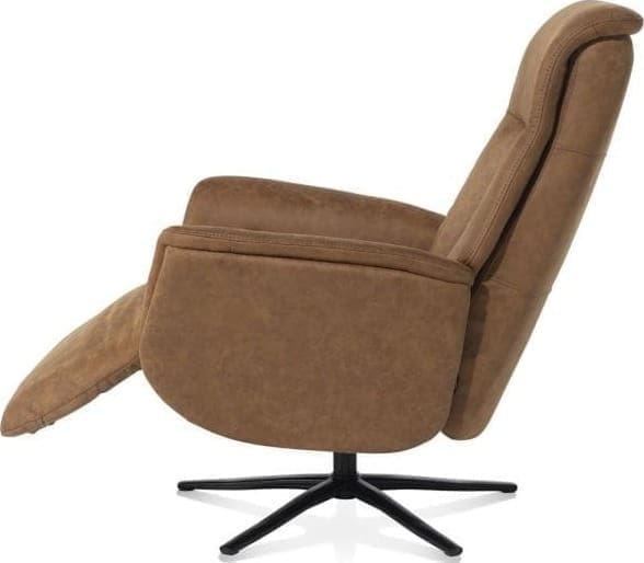 Henders & Hazel Nocarini relax-fauteuil - 2-motoren- zwarte poot - verstelbare hoofdsteun + accu - stof Oregon lava - desert Bruin|Cognac Fauteuil