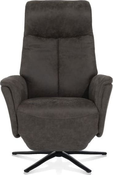 Henders & Hazel Nocarini relax-fauteuil - 2-motoren- zwarte poot - verstelbare hoofdsteun + accu - stof Oregon lava - lava Bruin|Grijs|Antraciet Fauteuil
