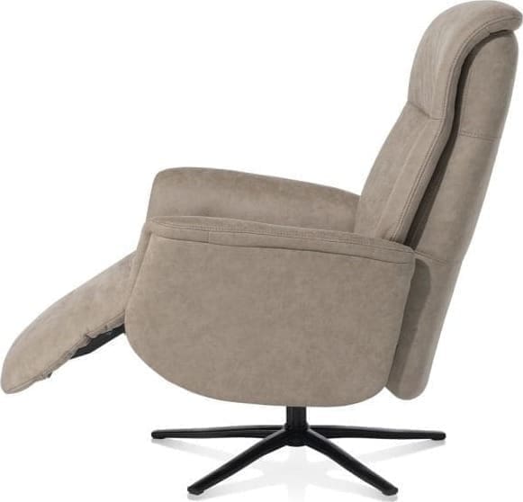 Henders & Hazel Nocarini relax-fauteuil - 2-motoren - zwarte poot - verstelbare hoofdsteun - stof Oregon lava - beige Beige Fauteuil