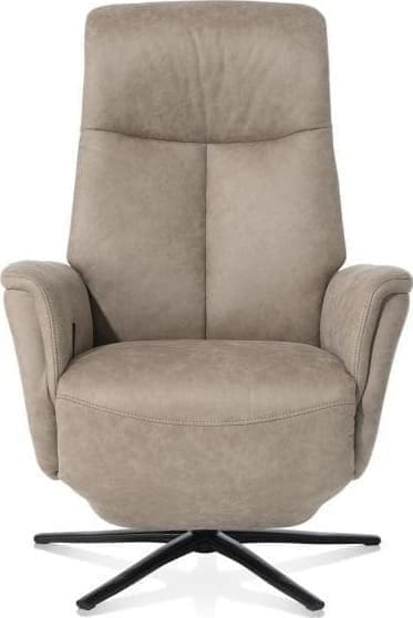 Henders & Hazel Nocarini relax-fauteuil - 2-motoren - zwarte poot - verstelbare hoofdsteun - stof Oregon lava - beige Beige Fauteuil