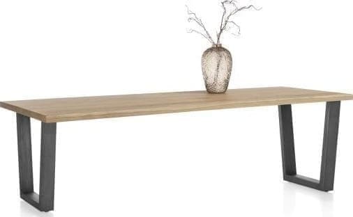 Henders & Hazel Nyborg eetkamertafel 230 x 100 cm - rechte zijkant - V-poot geheel metaal Eettafel