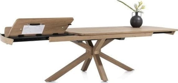 Henders & Hazel Nyon uitschuiftafel 200 (+ 80) x 100 cm - natural sand platinum gelakt Naturel Eettafel