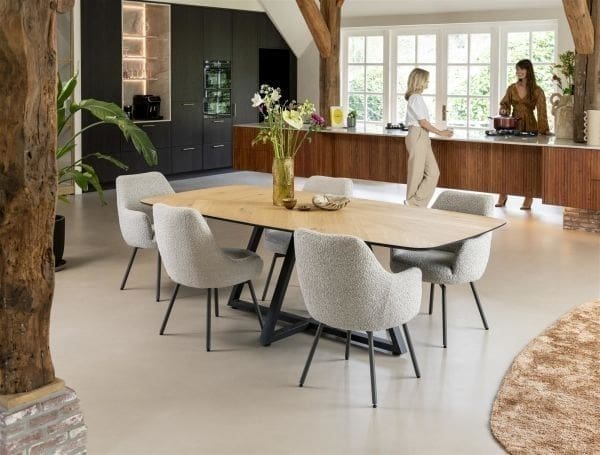 Henders & Hazel Rocco barstoel - draaibaar + pocket - graphiet - stof Brioni - lever Taupe Eetkamerstoel