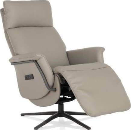 Henders & Hazel Stelvio relax-fauteuil - 3-motoren - graphiet poot - electrische hoofdsteun - leder Maine taupe Taupe Fauteuil