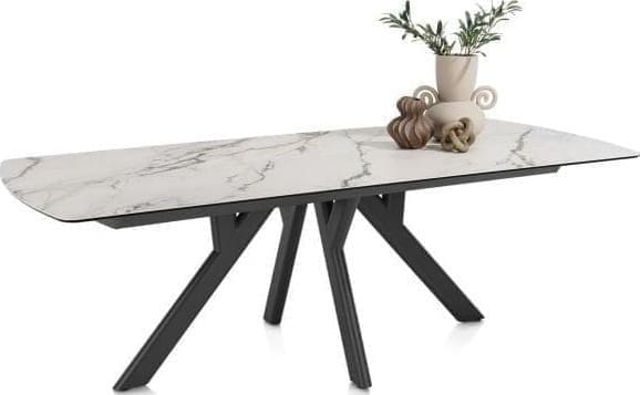 Henders & Hazel Vegas eetkamertafel 230 x 100 cm - keramiek op glas - wit Wit Eettafel