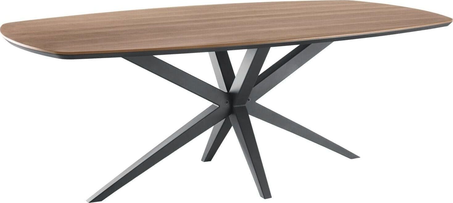 INHOUSE Eettafel Warita Deens ovaal houtstructuur 220x120cm Bruin|Naturel Eettafel