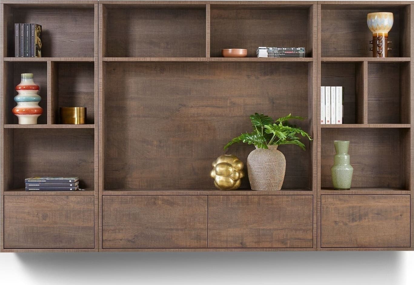 INHOUSE TV-kastenwand Hatonia dark mango Bruin|Naturel Wandkast