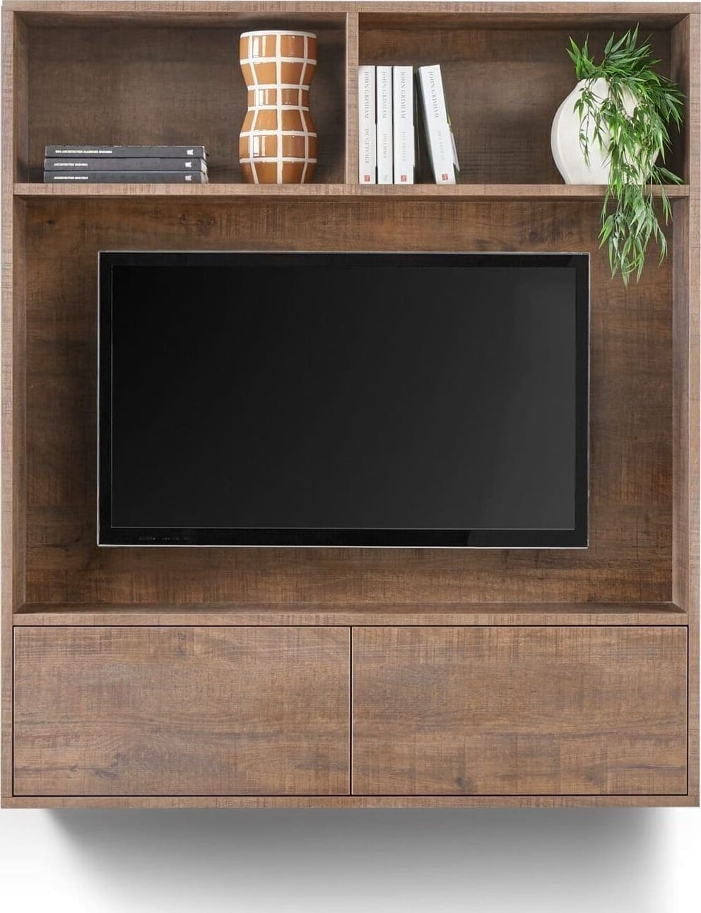 INHOUSE TV-wandkast Hatonia dark mango Bruin|Naturel Wandkast|Kast