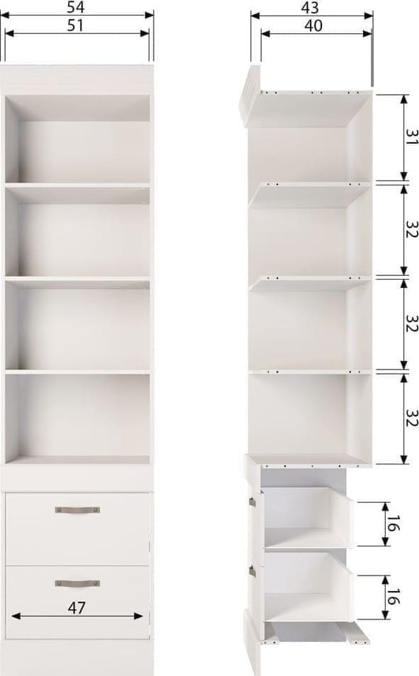 WOOOD Bold boekenkast grenen sneeuwwit Wit Boekenkast|Kast