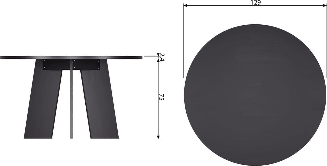 WOOOD Fries eettafel eiken blacknight o129cm Zwart Eettafel