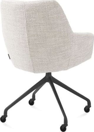 Xooon Mats armstoel aluminium frame wielen - stof Luton crème - creme Beige|Wit Armstoel