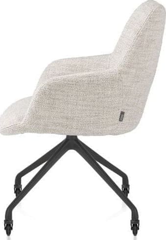 Xooon Mats armstoel aluminium frame wielen - stof Luton crème - creme Beige|Wit Armstoel