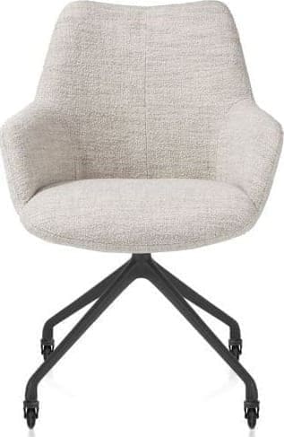 Xooon Mats armstoel aluminium frame wielen - stof Luton crème - creme Beige|Wit Armstoel