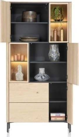 Xooon Trenton bergkast 95 cm - 3-deuren + 2-laden + 4-niches - natural Naturel Kast