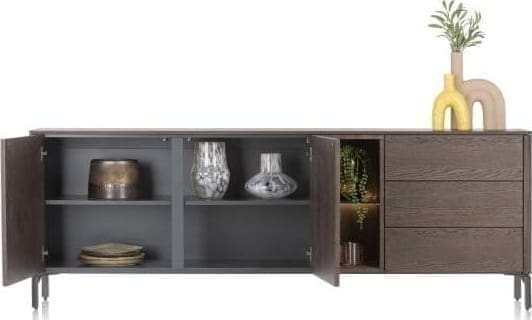 Xooon Trenton dressoir 211 cm - 2-deuren + 3-laden + 2-niches - clay Dressoir