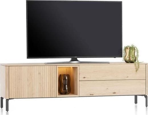 Xooon Trenton lowboard 181,5 cm - 1-deur + 2-laden + 1-niche - natural Naturel Tv-meubel|Tv-dressoir