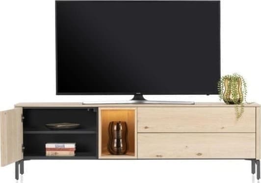 Xooon Trenton lowboard 181,5 cm - 1-deur + 2-laden + 1-niche - natural Naturel Tv-meubel|Tv-dressoir