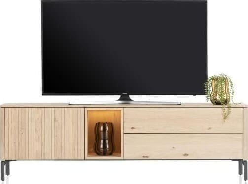 Xooon Trenton lowboard 181,5 cm - 1-deur + 2-laden + 1-niche - natural Naturel Tv-meubel|Tv-dressoir