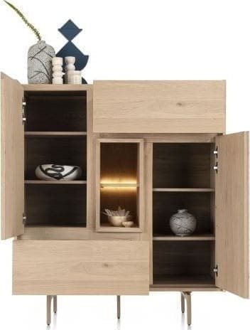 Xooon Valgard highboard 120 cm - 2-deuren + 2-laden + 2-niches (+ LED) Kast