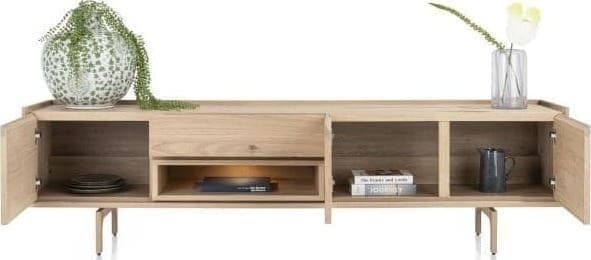 Xooon Valgard lowboard 220 cm - 3-deuren + 1-lade + 1-niche (+ LED) Tv-meubel|Tv-dressoir