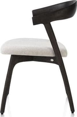 Henders & Hazel Bellami eetkamerstoel - eiken castle antraciet - stof Livigno - creme Beige|Wit Eetkamerstoel