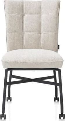 Henders & Hazel Eden eetkamerstoel - metalen frame wielen - pocket - Livigno crème met accent in Calabria crème Beige|Wit Eetkamerstoel